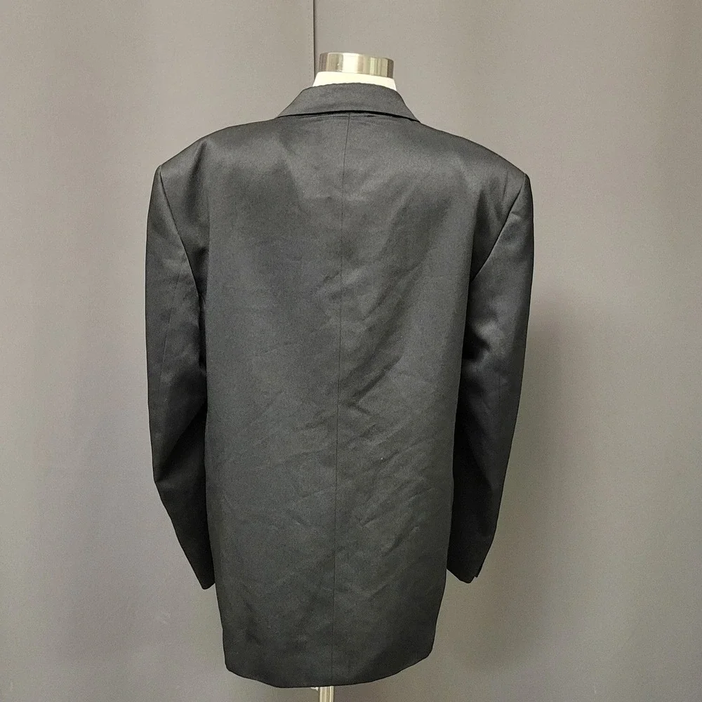 Vintage Gino‎ Cappeli Blazer Jacket Black 3-Button Shiny Formal Suit Coat 40R